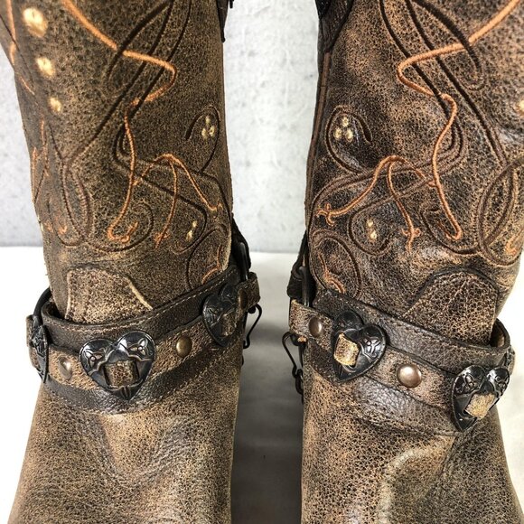 Durango RD4155 Durango Boots Womens Size 9 Brown Leather Crush Heart Concho Western RD4155 main image 1